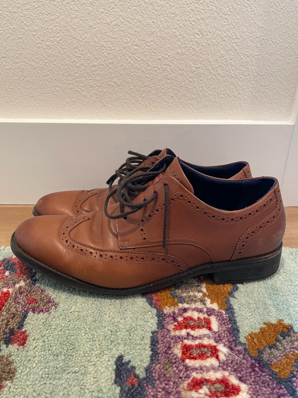 Cole Haan Grand+ Plus Men’s Wingtip Oxford Tan Leather Dress Shoes